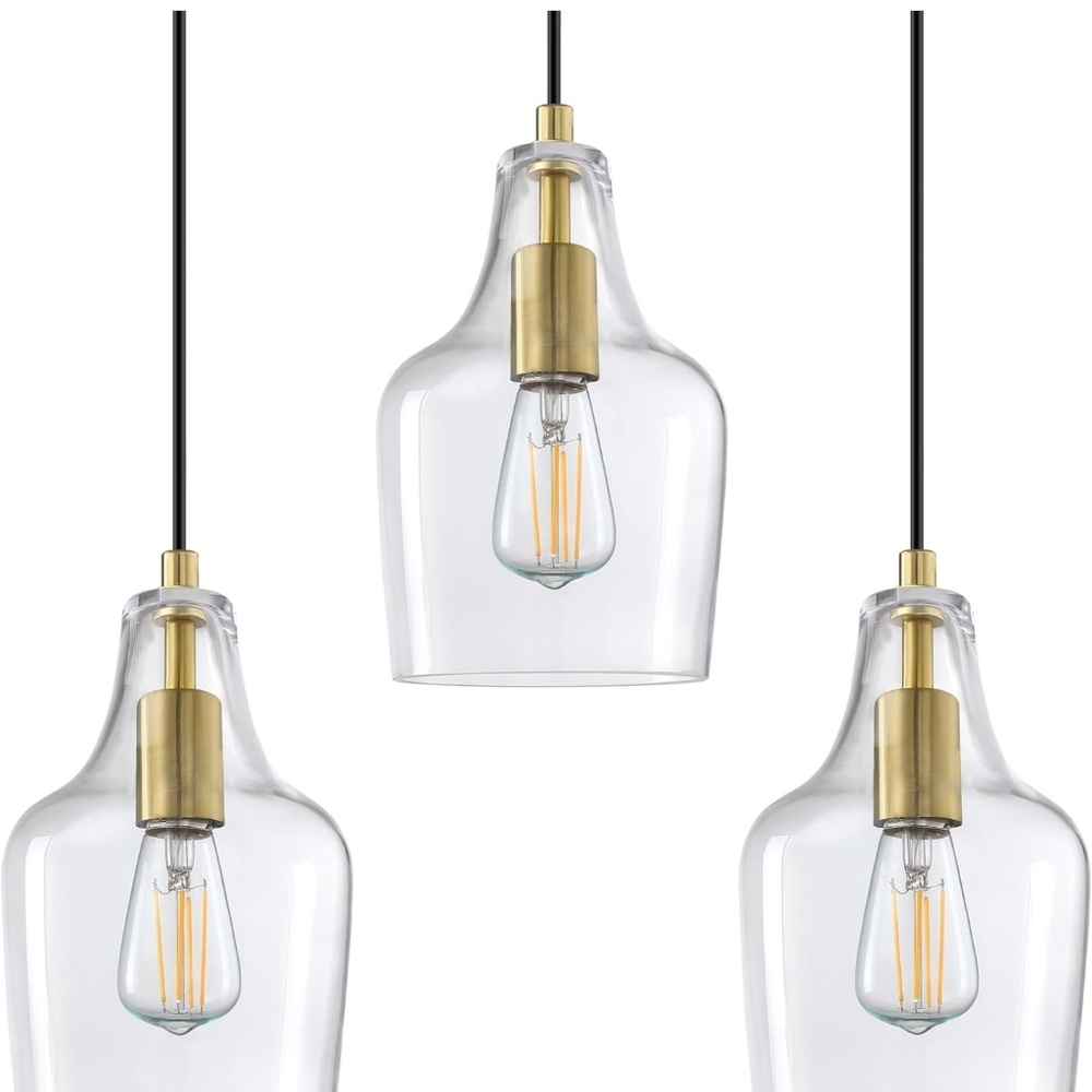 Simple Yet Elegant Farmhouse Brushed Bronze and Glass Light Pendants